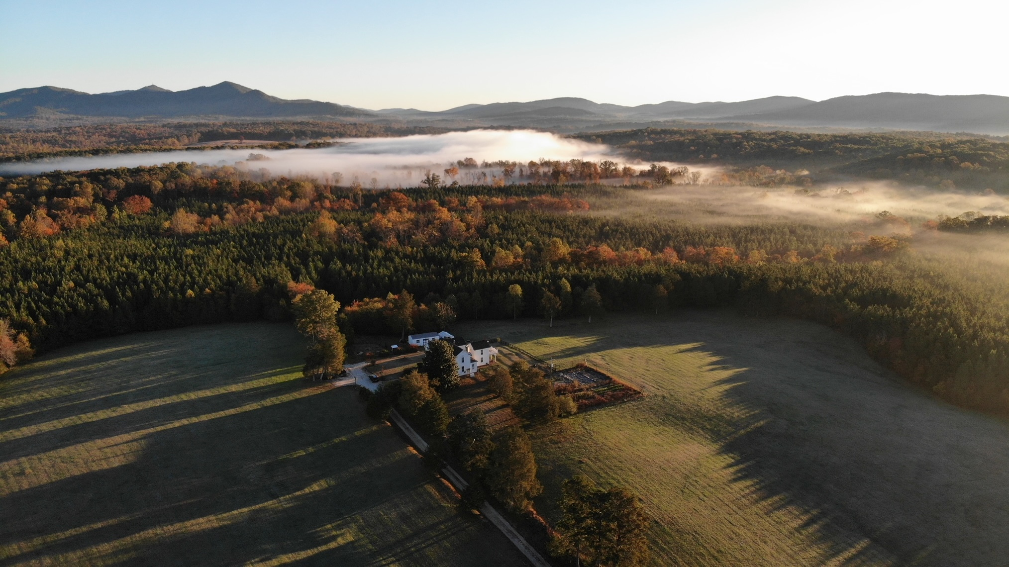 An arial photo of Crestvue Farm